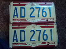 PAIR 1976 ILLINOIS Land of Lincoln BICENTENNIAL License Plates AD 2761 IL picture
