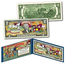 HAPPY NEW YEAR Peanuts Snoopy Charlie Brown Licensed US Genuine $2 Bill w/Folio picture