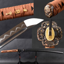 Matt Black Saya Japanese Clay Tempered Katana Samurai Sword Engroove Collection picture