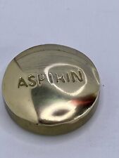 Vintage Brass Paperweight ASPIRIN 2.75”      - A & M Leatherlines New York USA picture
