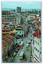 Malaysia Postcard Aerial View of Busiest Penang Road c1950's Unposted picture