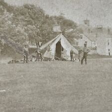 Antique 1862 Union Soldier Tent Grape Island Ipswich Stereoview Photo Card V2117 picture
