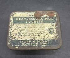 Vintage 1930’s Hexylresorcinol Sucrets Sore Throat Hinged Tin Container picture