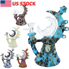 7.6 Inch Glow in the dark Hookah Moon Teapot Silicone Bong Water Pipe with Bowl. picture