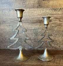 Christmas Tree Candle Holders International Silver Co Assymetrical Set Patinaed picture