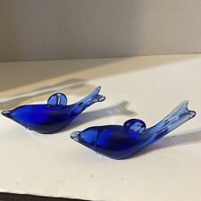 2 Blue Art Glass Dolphin Marine Life Figurine Paperweight Collectibles picture