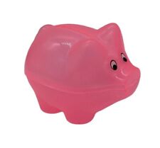 Miniature Translucent Pink Plastic Piggy Savings Money Coin Bank picture
