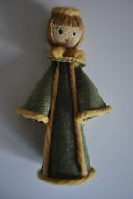 Vintage Unbranded Christmas Angel Cute Display Piece Green/Gold  picture