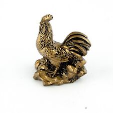 Chinese Zodiac Golden Rooster Statue Figurine Feng Shui Animal Bronze Color 4in picture