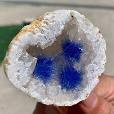 76G Rare Moroccan blue magnesite and quartz crystal coexisting specimen picture