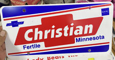 Christian Fertile Minnesota Plastic Dealer License Plate Chevy Ad Sign picture