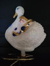2000 Patricia Breen Swan Boat Santa Cobalt Pearl Clip On Ornament picture