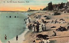 On the Beach-Macatawa, Michigan Vintage PC Posted 1917 picture