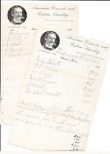2 Barre Mass 1907 AMERICAN DOMESTIC CUSTOM LAUNDRY Pictorial Invoices H'written picture