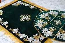 Chalice covers set dark green, Lilies picture