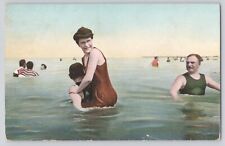 Postcard Bathing Beauties In The Ocean Classic Swimsuits Vintage Antique c1910 picture