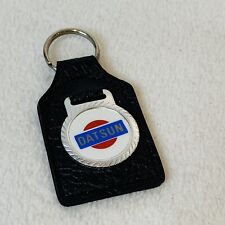 Vintage 80s Datsun Leather Keychain Key Ring FOB Logo Emblem picture
