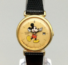 Vintage  Pulsar Watch Women Mickey Mouse 27mm Gold Tone Date New Battery picture