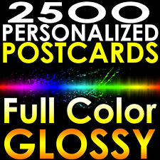 PERSONALIZED 2500 4x6 Postcards Full Color UV Coated Glossy 16pt EXTRA THICK 6X4 picture