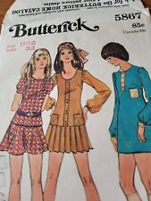 Vintage 70's Butterick 5867 MINI MOD DRESS SKIRT VARIATIONS Sewing Pattern 11/12 picture