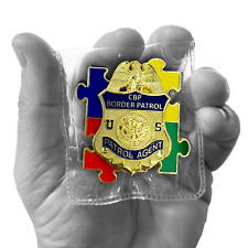 EL7-014 CBP Border Patrol Agent Autism Awareness Month lapel pin puzzle pieces d picture