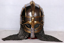 Medieval 18ga Steel Viking Vendel Helmet With Chainmail Hand Forged Halloween picture