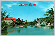 Vintage Postcard FL Miami Motel Row Castaways Waterways Chrome ~10754 picture