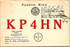 Vtg Ham Radio CB Amateur QSL QSO Card Postcard PUERTO RICO KP4HN HATO REY 1949 picture