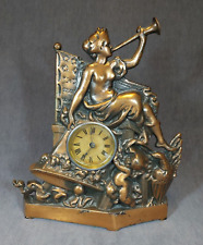 Antique Cast Iron Bronze Finish,  Lady Liberty WW 1 Clock, Working picture