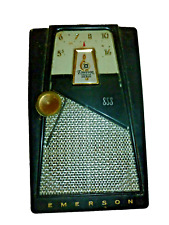 Vintage EMERSON 888 Explorer Transistor  Radio Black Silver picture