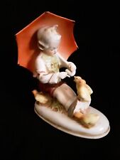 Vintage German Porcelain figurine boy with umbrella and chicks #20531 picture