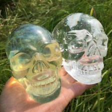 2PC Hand carved synthetic quartz baiye skull divination crystal laboratory picture