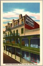 Vintage NEW ORLEANS, LA Postcard ANTOINE'S RESTAURANT Street View Linen c1940s picture