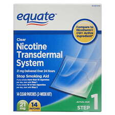 Equate Nicotine Transdermal System Step 1 Clear Patches, 21 mg, 14 Ct picture
