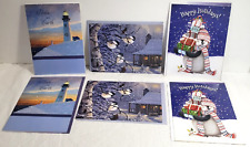 Lot of 6 Alzheimer's Association Christmas Cards UNUSED Lighthouse Penguin Birds picture