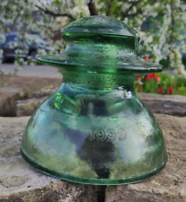 Vintage Glass INSULATOR *ShS 10D* Antique Green 1992 H -5.70