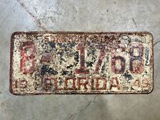 Vintage 1949 Florida License Plate Volusia county 8-1768 picture