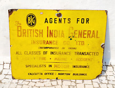 Vintage The British India General Insurance Advertising Enamel Sign Board EB369 picture