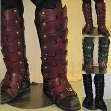 Larp Leather Leg Armor Gothic Greaves Half Chaps Gaiter Medieval Viking Knight picture