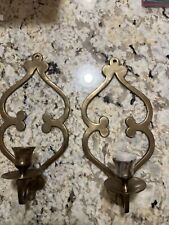 Vintage Pair Of brass Wall candle sconces Made In India picture