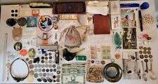 Amazing Rare Vintage Junk Drawer Lot Of Coins, Dominoes Set, Native Marble sack picture