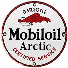 VINTAGE MOBIL MOTOR OIL PORCELAIN SIGN GAS STATION PUMP GASOLINE SERVICE ARCTIC picture