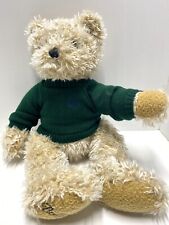 VINTAGE 1997 GREEN EMBROIDERED “B” SWEATER BLONDE CREAM BELKIE TEDDY BEAR PLUSH picture