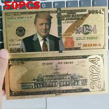50PCS 2024 President Donald Trump Colorized $100 Dollar Bill Gold Foil Banknote picture