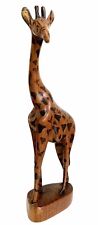 Giraffe Hand Carved Wooden Statue Made In Kenya 12” Tall Africa Safari Decor picture