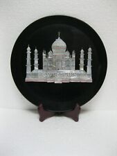 12 Inches Black Marble Decorative Plate Handmade Giftable Plate from Cottage Art picture