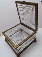 Elegant Jewelry Box Crystal Early 20th Century French Baccarat Style Clear Glass picture