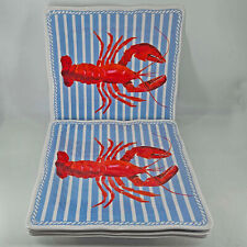 4 Cynthia Rowley Melamine Lobster Plates outdoor dining seafood Red Blue picture