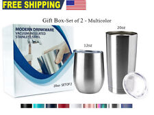 20oz 12oz Set Stainless Steel Tumbler Sip Lid Double Wall Vacuum Insulated Gift picture