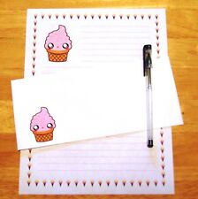 Kawaii Ice Cream Cone Stationery 12 Sheets 6 Envelopes - Lined Stationary picture